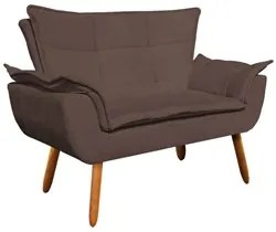 Kit Namoradeira 2 Lugares e 1 Poltrona Decorativa Giratória Madeira Op