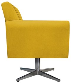Poltrona Laura Base Giratória de Metal Suede Amarelo - ADJ Decor