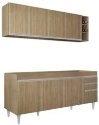 Armário Cozinha e Balcão Para Pia 180cm Dallas Castanho     - Lumil