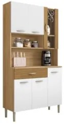 Armário de Cozinha Compacta 90cm Bruna Z06 Freijó/Supremo/Ripado - Mpo