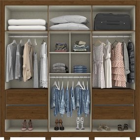 Guarda Roupa Roupeiro Casal 6 Portas 4 Gavetas com Espelho