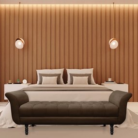 Recamier Olinda Suede 160 cm Pés Torneados Tabaco - D'Rossi - Marrom