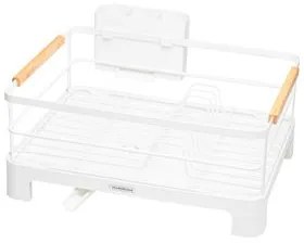 Escorredor de Louça Tramontina Plurale em Aço Inox Branco Alças Bambu Escorredor de Louça Tramontina Plurale em Aço Branco