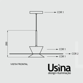 Pendente Tule Ø60X25Cm 1Xmr16 - Usina 25120/60 (PT - Preto Texturizado, Igual a Cor 1)