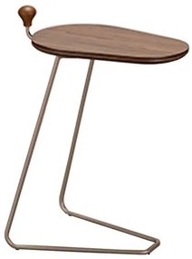 Mesa Apoio Faye Tampo Nogueira Base Champagne - 77971 Sun House