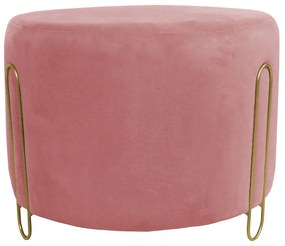 Puff Decorativo Redondo Duda Aramado Dourado Suede Rosê