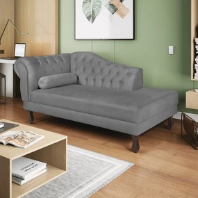 Recamier Diana 160cm Lado Direito Suede Cinza - ADJ Decor