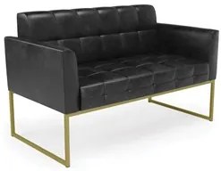 Sofá Namoradeira Base Industrial Dourado Ana Sintético PU Preto - Ibiz
