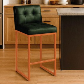 Banqueta Cozinha Alta com Encosto Industrial Bronze Lirina PU C05 - D'Rossi - Verde