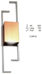 Arandela Coneto Retangular Desalinhada 6,5X15X60Cm 2Xmr16 - Old Artisa... (PRETO)