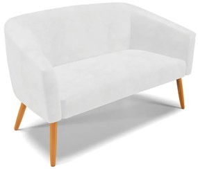 Sofá 2 Lugares Namoradeira Pé Palito Castanho Stella Sintético PU Branco D03 - D'Rossi