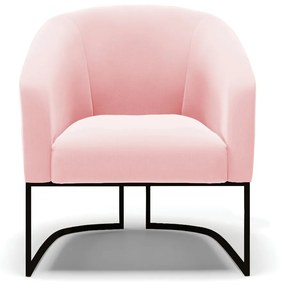 Poltrona Decorativa Industrial Preto Kit 2 Stella Suede D03 - D'Rossi - Rosa Bebê