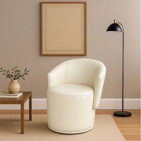 Poltrona Decorativa Orgânica Fixa para Sala Malu Sintético PU Bege M11 - D'Rossi
