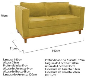 Kit Sofá 2 Lugares e 2 Poltronas Europa Suede Amarelo ADJ Decor
