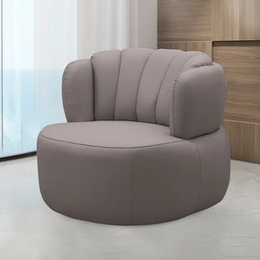 Conjunto Sala de estar Decorativo Mariele Poltrona Base Giratória em Aço com Puff Couro Avelã G88 - Gran Belo