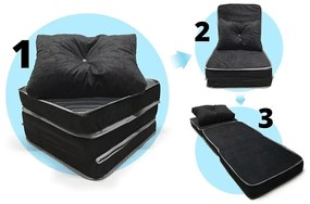 Puff Multifuncional 3 Em 1 + Travesseiro Solteiro - Suede E Corino Pre... (Roxo)