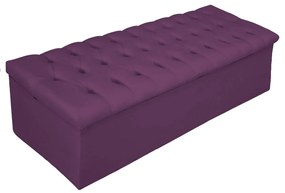 Recamier Baú Estofada Mel 140 cm Casal Com Capitonê Suede Roxo - ADJ Decor