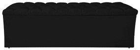 Calçadeira Estofada Liverpool 140 cm Casal Corano Preto - ADJ Decor