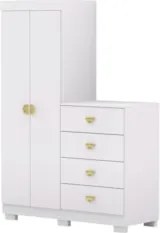 Guarda Roupa Cômoda 4 Gavetas 120cm Rita Flex Branco V02 - Mpozenato