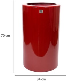 Vaso Decorativo Cilindro Vermelho Lira 70x34x34 Cm - D'Rossi