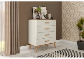 Cômoda Maitê 4 Gavetas Off White/Nature – Potenza Móveis