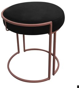 Puff Redondo Base Industrial Cobre Kit 2 Love Suede - Preto