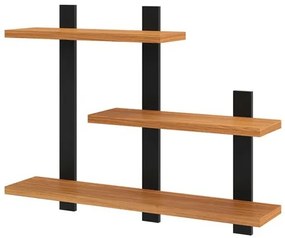 Nicho Cleveland 3 Prateleiras cor Freijo com Preto Fosco 90 cm - 62315 Sun House
