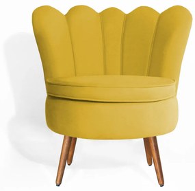 Poltrona Decorativa Dália Pés Palito Veludo Amarelo
