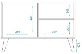 Armário Rack Balcão 2 Portas 1 Prateleira BPP 64 - Branco/Preto
