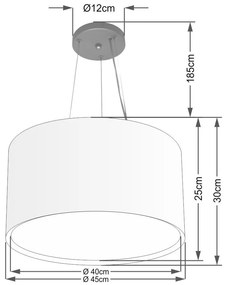 Lustre Pendente Cilíndrico Duplo Md-4299 Cúpula em Tecido 45x30cm Rustico Cinza - Bivolt