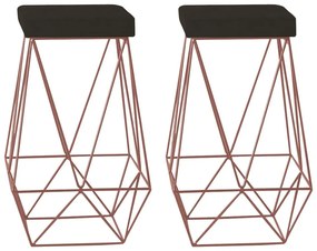 Kit 2 Banqueta Decorativa Kathy Base Bronze Suede Marrom G41 - Gran Belo