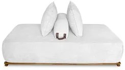 Sofá 2 Lugares 160cm Ilha Base Madeira Viero S06 Boucle Branco - Mpoze