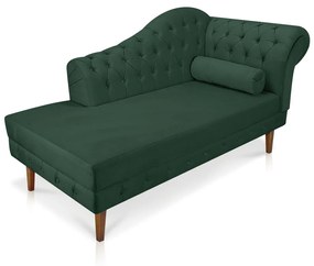 Divã Recamier Capitonê Mônaco 165 cm Suede Verde Pés Chanfrado- D'Rossi