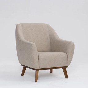 Poltrona Decorativa Pauline D07 Base Madeira Linho Aveia - D'Rossi