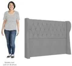 Cabeceira Casal Cama Box 140cm Malva Z04 Veludo Cinza - Mpozenato