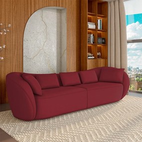 Sofá Bipartido Sala de Estar Diamond 292cm com Almofadas Soltas Veludo Bordô G52 - Gran Belo