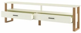 Rack Edmonton 2 Gavetas na cor Off White com Freijó 220cm - 64586 Sun House