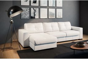 Sofá Couro Legitimo c/ Chaise 5 Lugares - Domini Couro Natural Branco