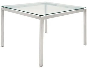 Mesa Jantar Dakot Quadrada Tampo Vidro Base Cromada 100cm - 41164 Sun House