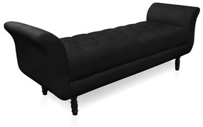Recamier Olinda Suede 160 cm Pés Torneados Tabaco - D'Rossi - Preto