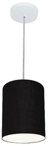 Lustre Pendente Cilíndrico Md-4012 Cúpula em Tecido 18x25cm Preto - Bivolt
