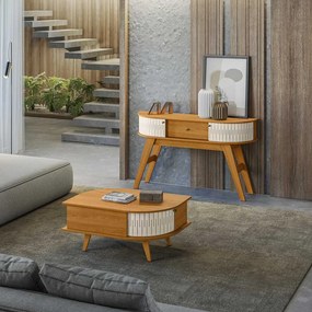 Conjunto Aparador e Mesa de Centro Marion/Lauro MDP 2 Portas Cinamomo/OffWhite G97 - Gran Belo