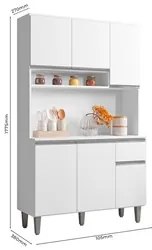 Kit Cozinha Compacta 105cm Com 6 Portas 1 Gaveta Márcia Branco - AJL M