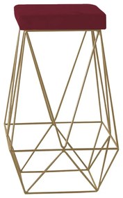Banqueta Decorativa Kathy Base Gold Suede Bordô G41 - Gran Belo
