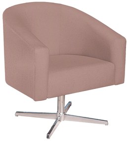 Poltrona Luiza Base Giratória de Metal Linho Rosê - ADJ Decor