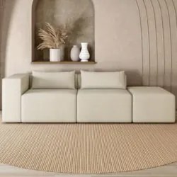 Sofá 4 Lugares 283cm Com Puff Direito Fay Linho Cru Z55 - Mpozenato