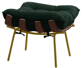 Puff Decorativo Sala de Estar Abel Base de Madeira Dourado Suede Verde G41 - Gran Belo