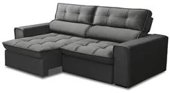 Sofá Retrátil Reclinável 3 Lugares 240cm Blanches F05 Veludo Grafite -