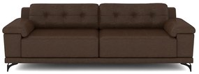 Sofá Living 3 lugares 232cm Agostino Pés Design em Ferro Couro Marrom Manchado G52 - Gran Belo