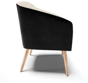 Poltrona Decorativa Pé Palito Natural Stella Preto/Linho Areia D03 - D'Rossi